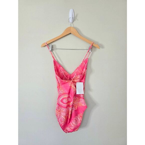 Ramy Brook Reversible Zuma One Piece Swimsuit Size Medium Plunge Pink Multi NEW - Picture 4 of 6